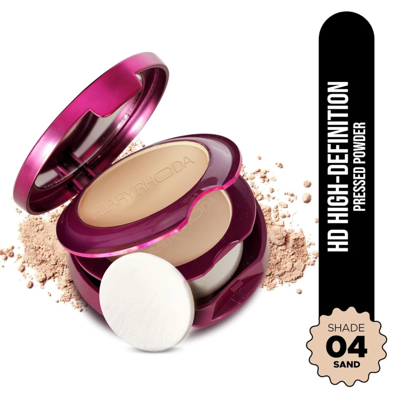 Hilary Rhoda Compact Powder | Sand | 2-in-1 Pressed Powder with Mirror & Puff | Shimmery & HD Matte Finish With Long Lasting Coverage| Oil Control | (Sand - Shade 04) - 18g thumbnail 2
